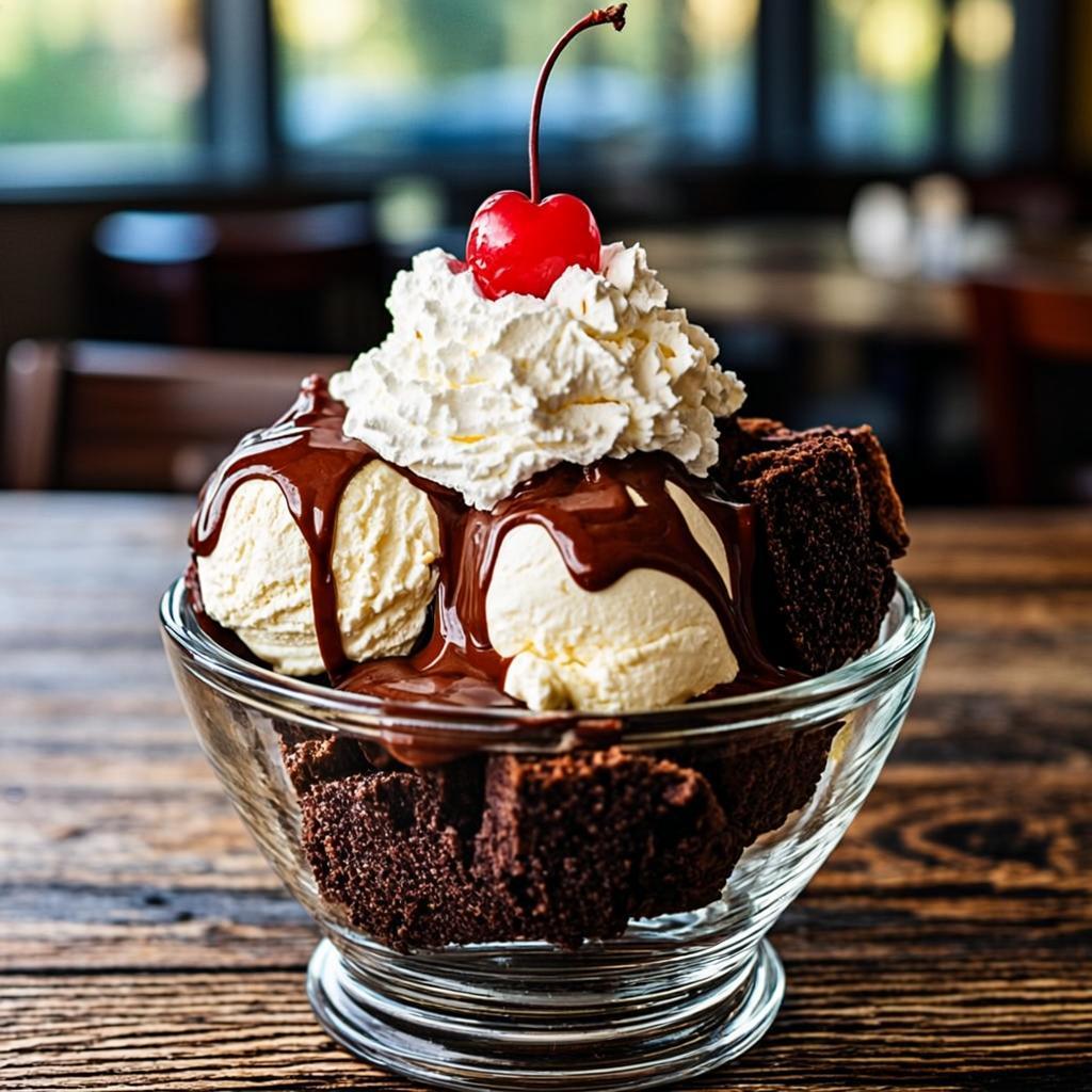 Chocolate brownie sundae